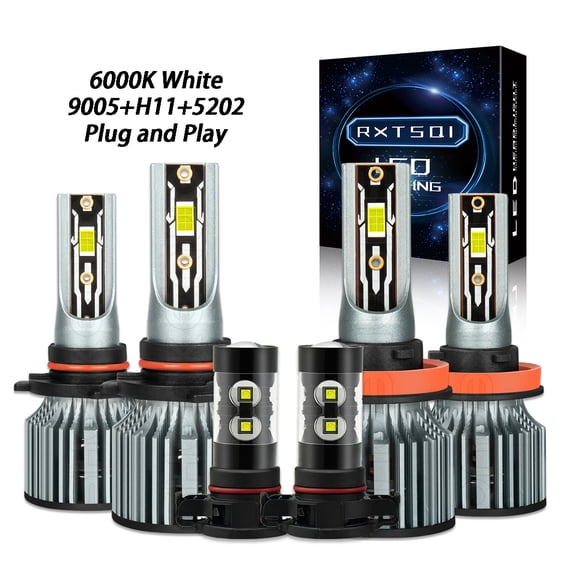 For Chevy Silverado 1500 2007-2015 LED Headlight Fog Light Bulbs 9005 H11 5202 Pack of 6,q8