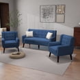 thumbnail image 2 of Uixe Cotton/ Linen Look Fabric Modern Accent Chair Armchair Sets Blue(Chair&Sofa Set) Chair&Sofa Set 3-Piece Polyester, 2 of 5