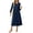 Navy, variant on SAWOBUUN Womens Long Sleeve Dresses High Waist Crewneck Polka Dot A-Line Casual Midi Tshirt Dress with Pockets