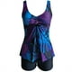 thumbnail image 2 of Gibobby Trajes de Baño para Mujer Conjunto de tankini con tiras en la espalda y estampado vintage de talla grande para mujer(Azul,XL), 2 of 4