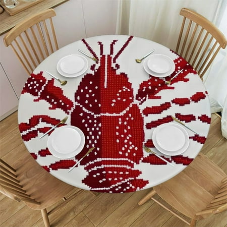 

Sheronv Lobster Round Table Cover Stain Resistant Washable Indoor Outdoor Tablecloth Kitchen Dining Wedding Parties Table Cloth 100% Polyester Fiber 46-50