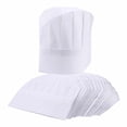 thumbnail image 1 of Chef Hats – 24-Pack Disposable White Paper Chef Toques, Chef Supplies, Adjustable Professional Kitchen Chef Caps For Baking, Culinary Hygiene, Cooking Safety, 20-22 Inches In Circumference, 1 of 6