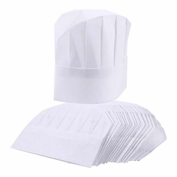 Decoraciones para fiestas temáticas, 24 piezas de gorros de chef desechables blancos, gorros de cocina unisex ajustables para catering y suministros para fiestas de cumpleaños. Ligeros y cómodos con