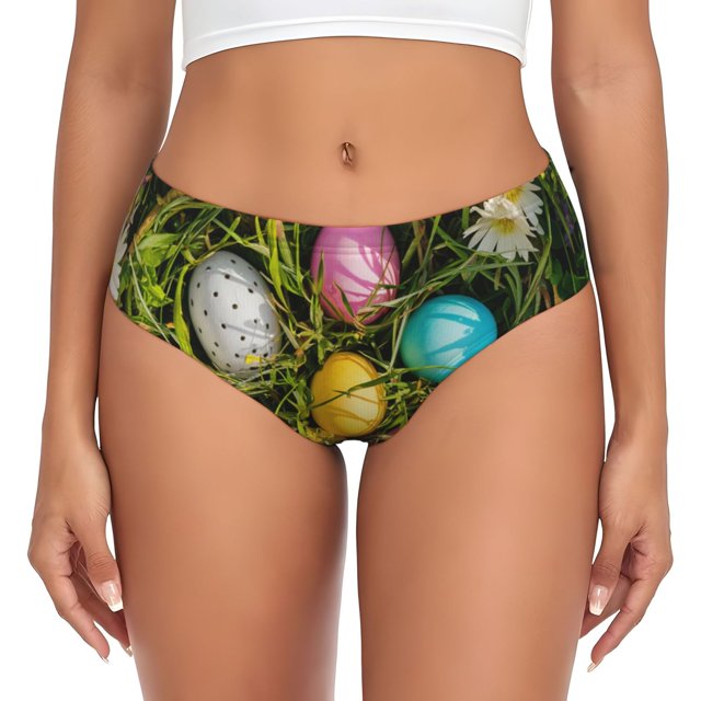 Fotbe colorful Easter eggs Calzones Estampados para Mujer – Ropa Interior de Algodón, Cómoda, Suave y Elástica-3X-Large
