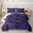 thumbnail image 2 of Erosebridal Gothic Purple Damask Twin Quilt Set for Women Girls, Vintage Baroque Moth Skull Twin Coverlet Set, 2 Pieces, 2 of 7