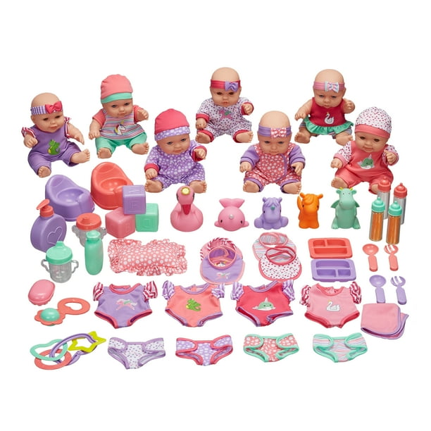 Kid Connection Deluxe 9" Baby Doll Play Set, 48 Pieces, African American