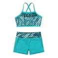 thumbnail image 3 of Miaeowve Kids Girls Tankinis 2Pcs Sports Dance Outfit Summer Mermaid Scales Sleeveless Crop Tops and Shorts Set A Lake Blue 12, 3 of 7
