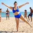 thumbnail image 3 of Agnes Orinda Women's Plus Size 2 Piece Swimsuits Tie High Waisted Ruffle Tummy Control Bathing Suits Swimwear 1X Royal Blue, 3 of 8