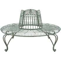 SAFAVIEH Ally Darling Outdoor Wrought Iron Tree Bench, Antique Green