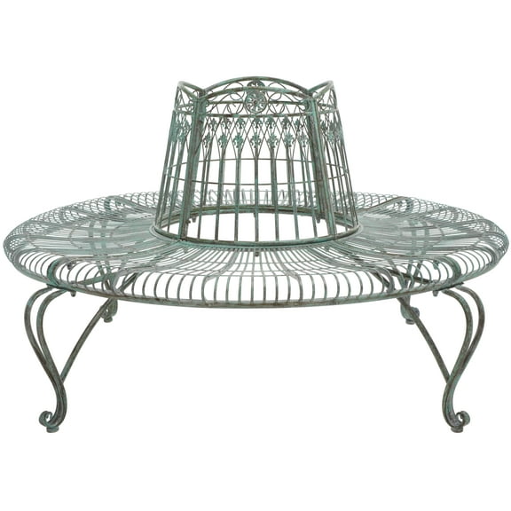 SAFAVIEH Ally Darling Outdoor Wrought Iron Tree Bench, Antique Green
