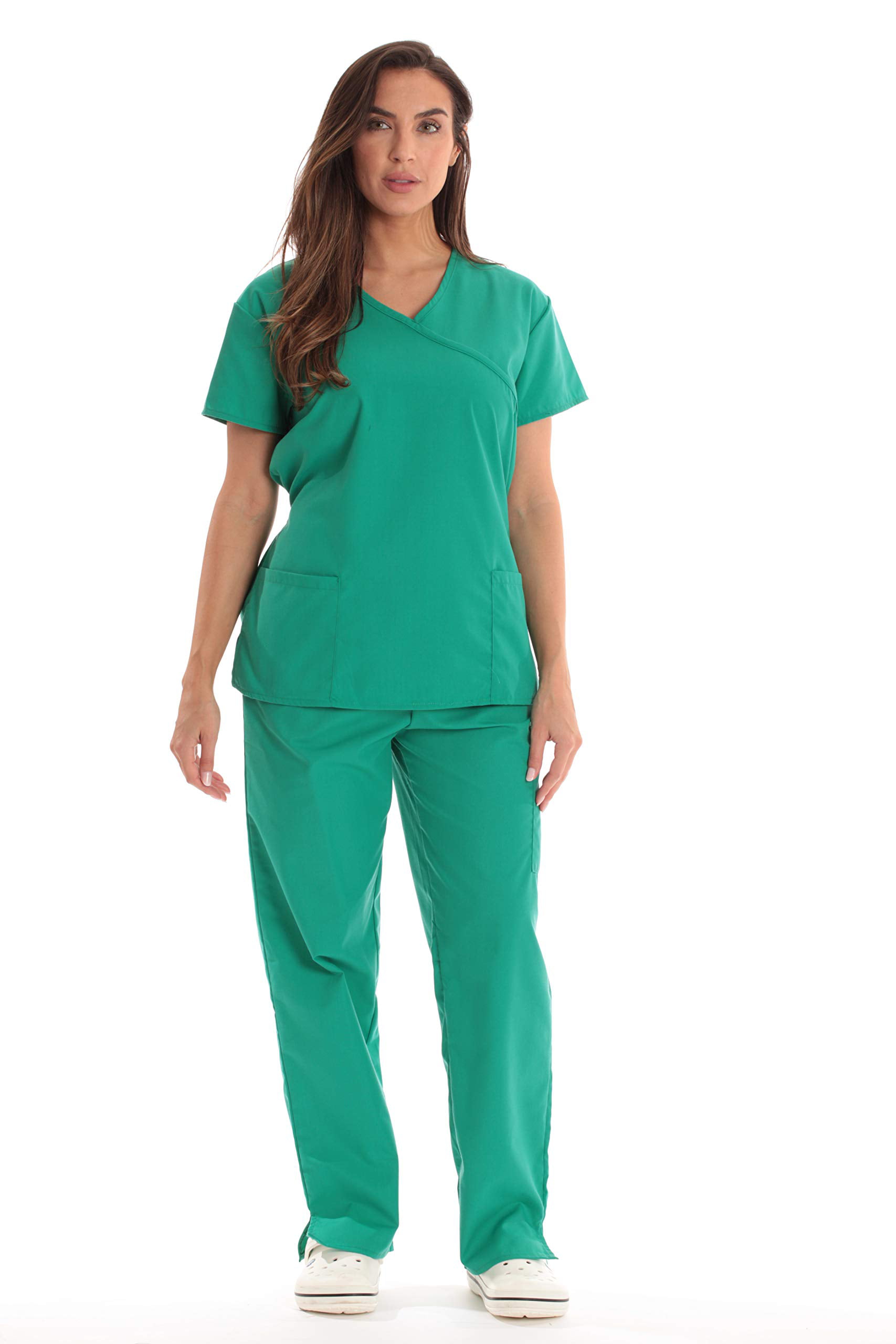 Just Love Women S Medical Scrub Sets Mock Wrap Scrubs With Comfortable Functionality Jade