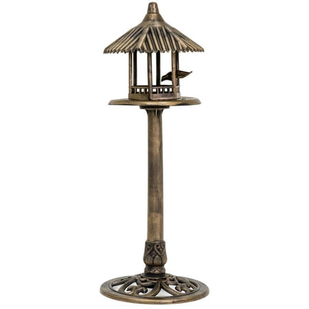 Antique Brass Bird - Best Choice Products Outdoor Standing Pedestal Bird Feeder Decor for Garden, Patio w/ Gazebo Top, Bird - Antique Bronze
