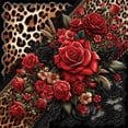 thumbnail image 3 of Ambesonne Leopard Print Duvet Cover Set, Romantic Rose Lace, Twin, Red Sand Brown and Dark Grey, 3 of 3