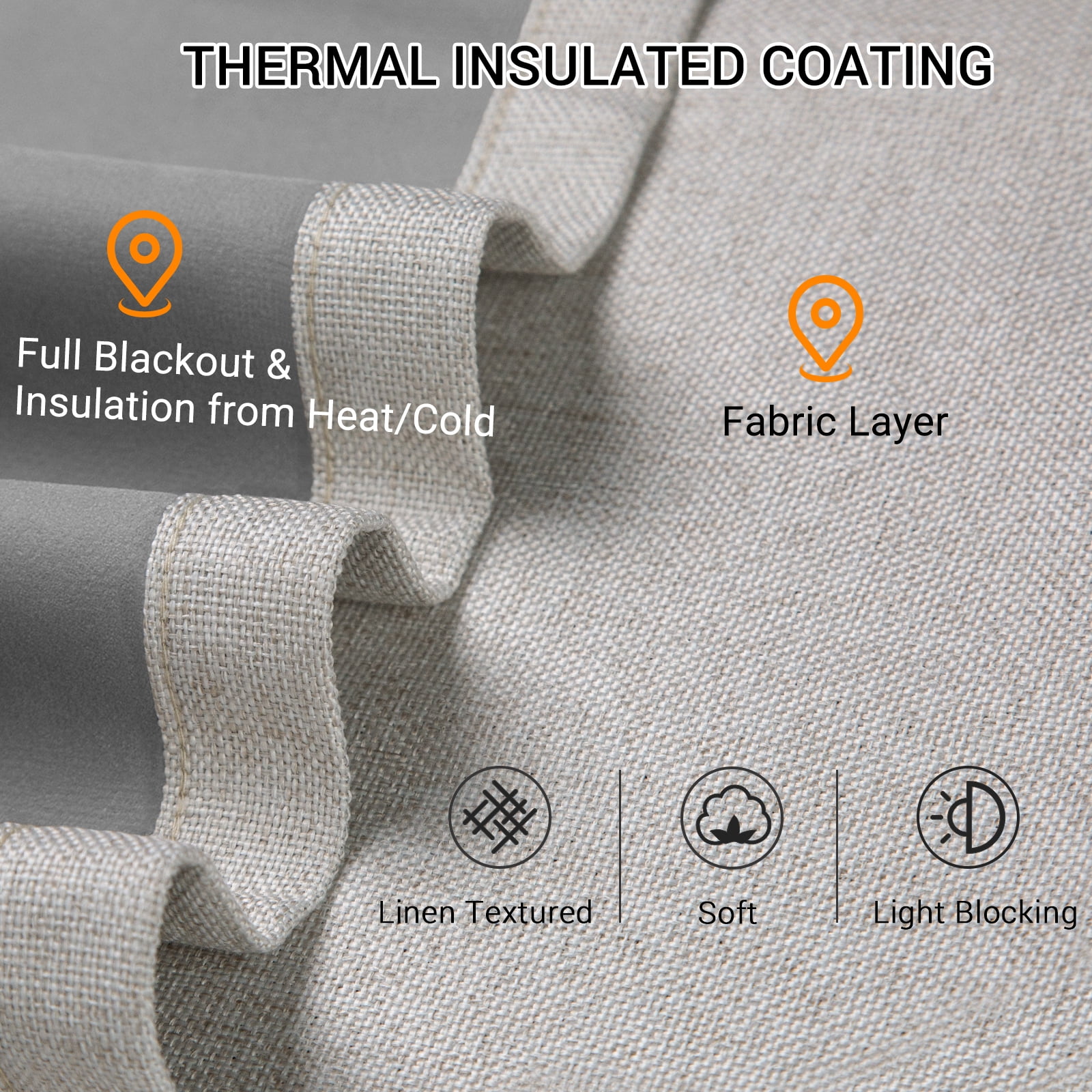 Blackout Curtains 2 Panels Set, Linen Textured Blackout Drapes, Thermal Insulated Curtains for Bedroom Living Room, W50" X L72" Beige