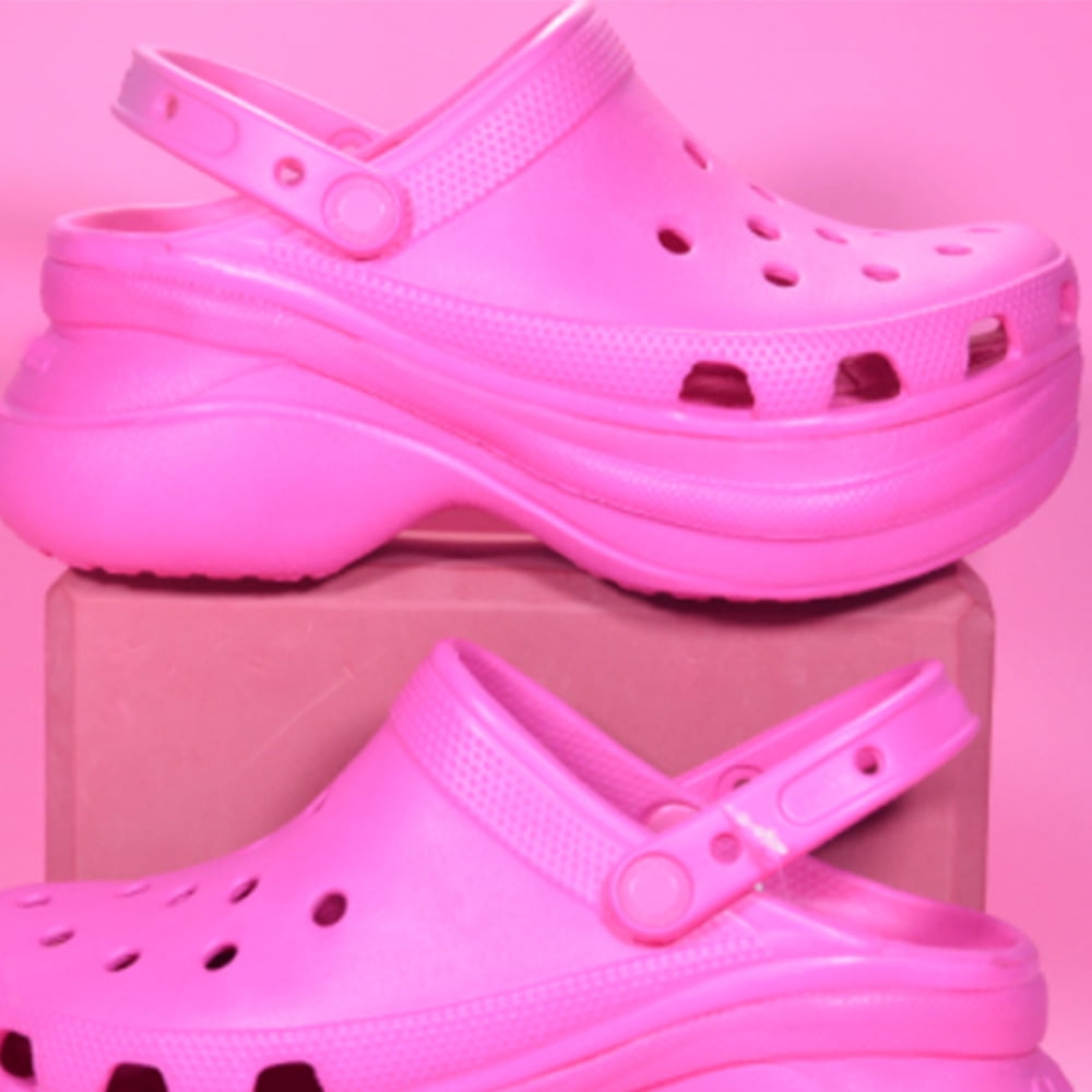 platform crocs red
