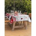 thumbnail image 2 of Outdoor Tablecloth with Umbrella Hole and Zipper, Gnomes Valentines Rectangle Table Cloth 60x84 Inch Waterproof Tablecloth, Pink Red Love Heart Eucalyptus Vintage Picnic Table Cover for Patio Camping, 2 of 7