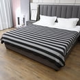 thumbnail image 5 of Merino Wool Blanket - 87" x 63" Thick Warm Soft Large Bed Throw - Great for Camping, Outdoors, Travel, Car, Couch, All Seasons Houndstooth Grey, 5 of 9