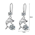 thumbnail image 5 of SmartBy 1 Pair Korean Style Hook Earrings Dolphin Design Shiny Rhinestones Drop Earrings Women Mid-length Earrings, 5 of 6