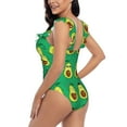 thumbnail image 4 of Goofa Cartoon Fruit 1 Print Women's Ruffled One Piece Swimsuit V Neck, 4 of 7