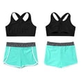 thumbnail image 6 of Zaldita Kids Girls 2Pcs Sports Workout Swimming Outfits Criss Cross Back Tank Top with Athletic Dance Geometric Black 12, 6 of 7