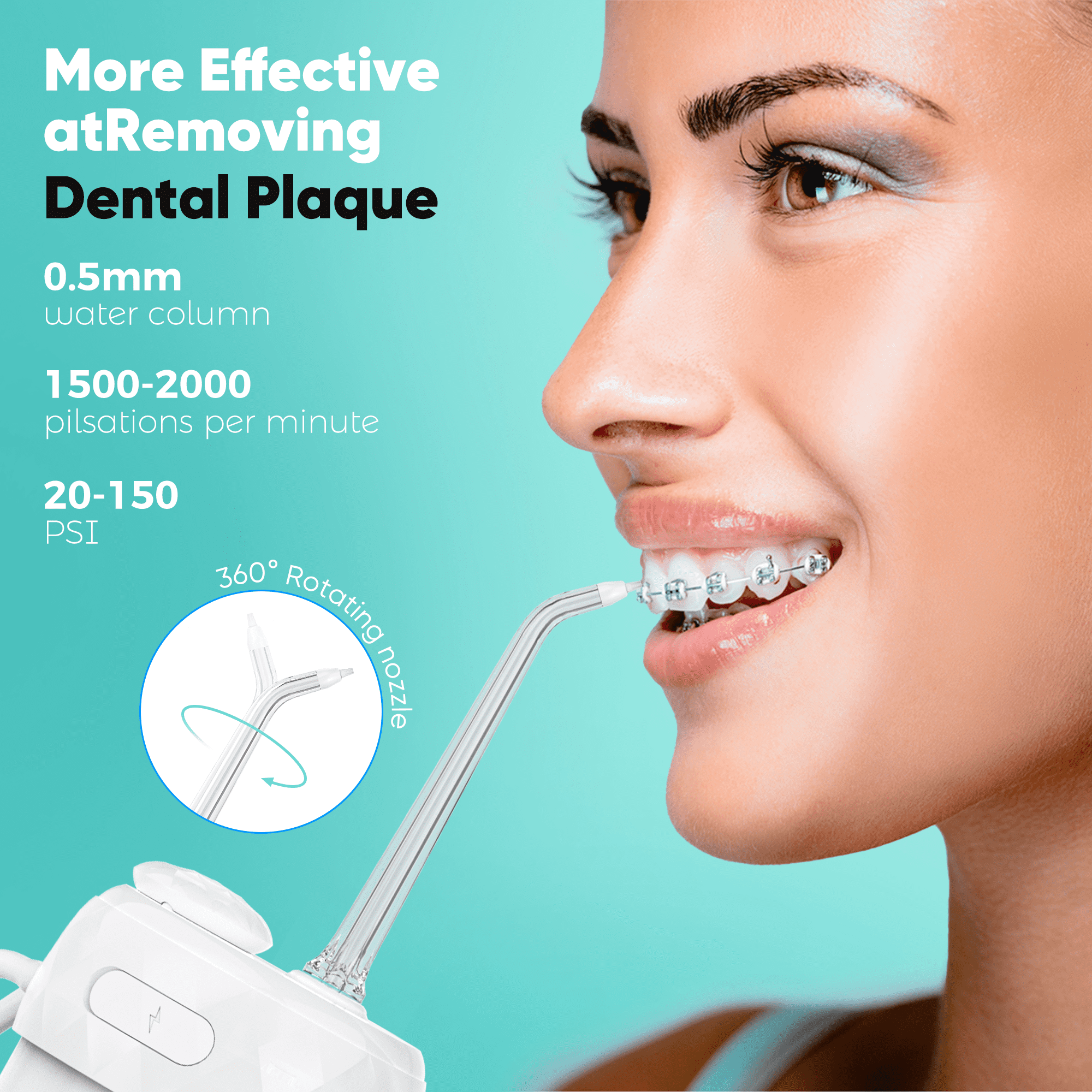 VIIWII Portable Water Flosser for Teeth - Mini Cordless Rechargeable, 4 Modes, IPX7 Waterproof, 200ML Tank, Oral Irrigator, White