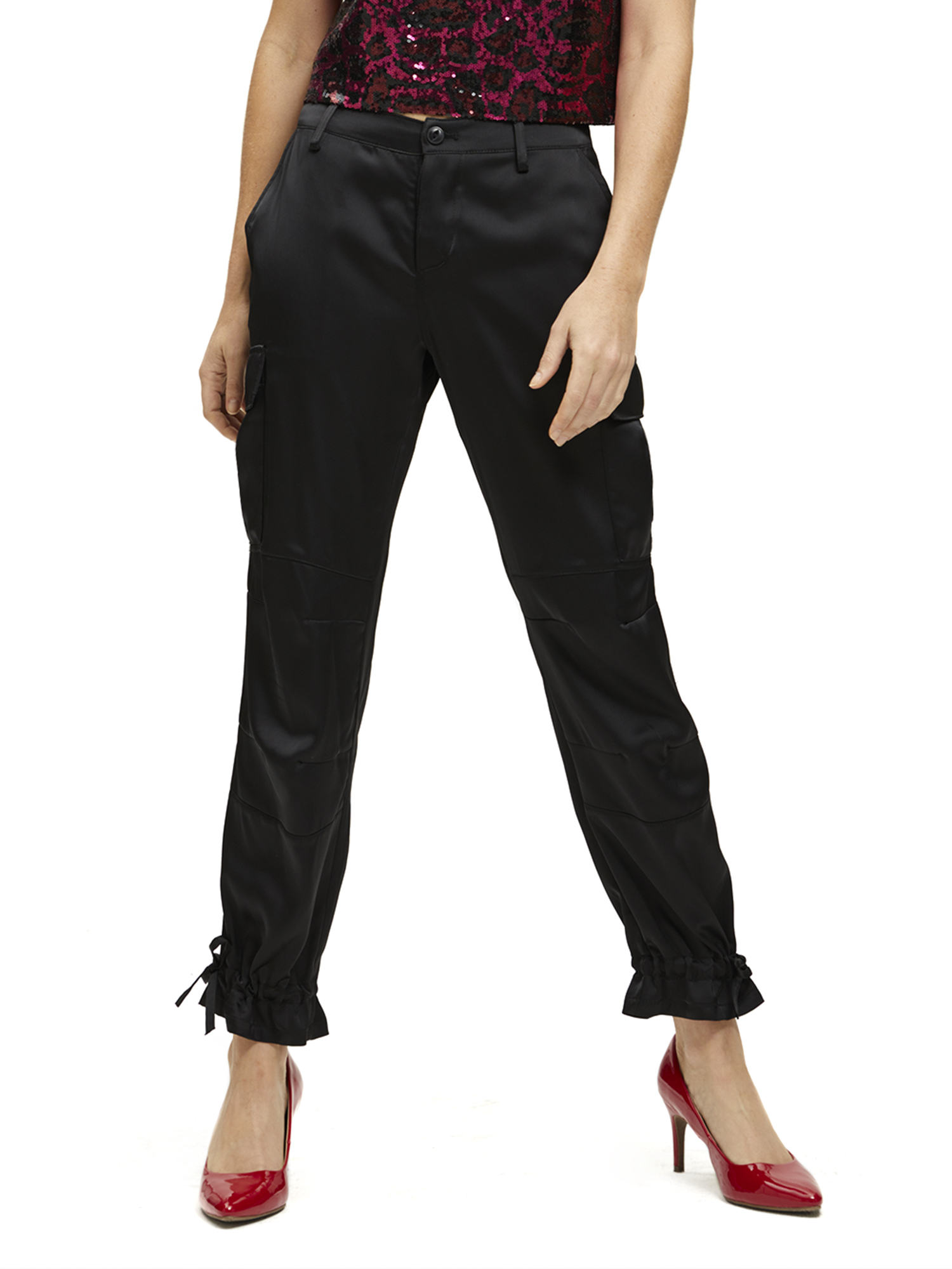 satin cargo pants womens