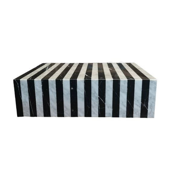 Genuine Marble Coffee Table - Nero Black Carrara White Striped Marble