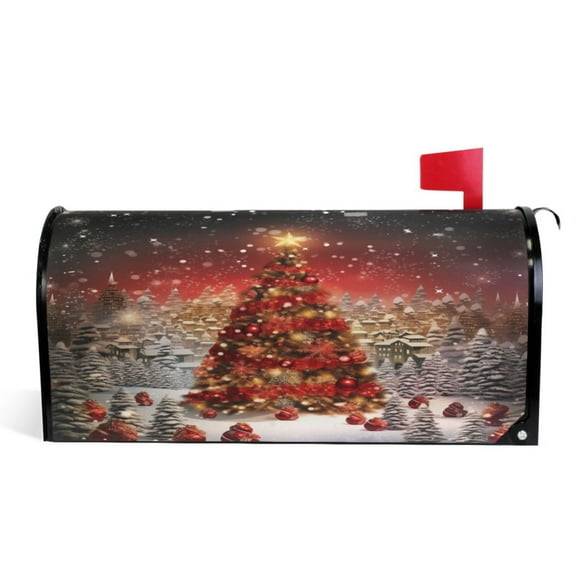 Ryvnso Mailbox Cover Trees Christmas Magnetic Mailbox Wrap Standard Size 21x18 Inch