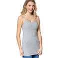 thumbnail image 2 of JYB CO Women's & Juniors Basic Adjustable Spaghetti Strap Long Camisole with Built in Shelf Bra Layer Tank Top Heather Grey – M, 2 of 3