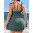 thumbnail image 6 of Sociala Maternity Ribbed One Piece Swimsuit Ruffle Twist Front Bathing Suit Retro Ruffle Swimwear, 6 of 6