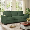 thumbnail image 2 of Muumblus 83.5" Living Room Sofa with Cup Holders, Cozy Plush Upholstered Couch, Corduroy Sofa 3-Seater, Green, 2 of 12