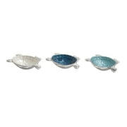 DecMode 8"W, 2"H Multi Colored Aluminum Metal Handmade Turtle Serving Bowl, 3-Pieces