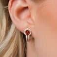 thumbnail image 3 of Gem Stone King 18K Rose Gold Plated Silver Red Garnet and White Created Sapphire Earrings for Women (2.50 Cttw, Gemstone January Birthstone, Round 5MM), 3 of 6
