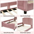 thumbnail image 5 of Bellemave Upholstered Twin Bed Frame, Twin Size Daybed Frame with Classic Stripe Shaped Headboard, Wood Twin Sofa Bed for Bedroom (Pink), 5 of 8