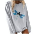 thumbnail image 1 of Women's Fashion Solid Color Butterfly Print Sweater Long Sleeves, 1 of 3