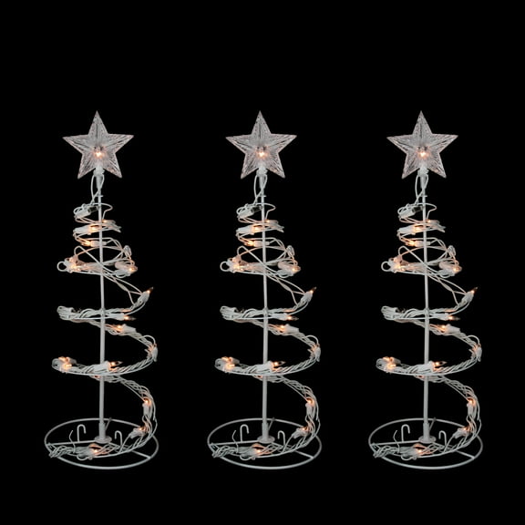 Northlight Set of 3 LED Lighted Spiral Cone Walkway Christmas Trees Outdoor Decorations 18"
