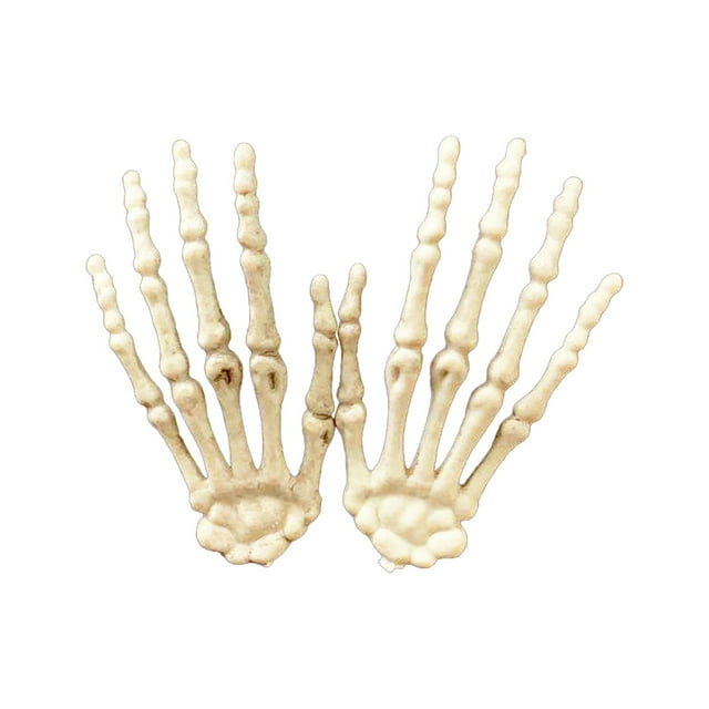Manos de Esqueleto de Halloween - 1 Par de Garras de Calavera de Plástico para Decoraciones Aterradoras, Bromas de Terror, Fiestas de Cosplay - Manos Izquierda y Derecha Realistas de 6.1 Pulgadas