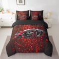 thumbnail image 2 of Feelyou Sports Car Lover Bedding Comforter Set 7 Pieces for Boy, Red Honeycomb Abstract Full Bedding Set, Racing Car Theme Reversible Fitted Sheet Flat Sheet, Super Cozy Room Decor, 2 of 8