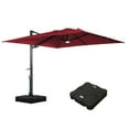 thumbnail image 5 of Mondawe 10x10 FT Square Cantilever Umbrella with Base and Bluetooth Speaker Included - 360° Rotation Offset Heavy Duty Outdoor Patio Umbrella for Pool Backyard Deck Garden, Red, 5 of 16