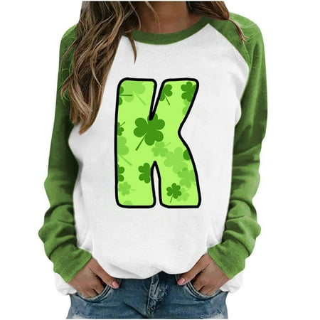 

SOOMLON Irish Shamrock St. Patricks Day Nurse Scrubs for Women Clover Casual Loose Scrub Tops Printed Scrub Tops Women Fashion Pullover Round Neck Long Sleeve Color Blouse Sweater Tops White S