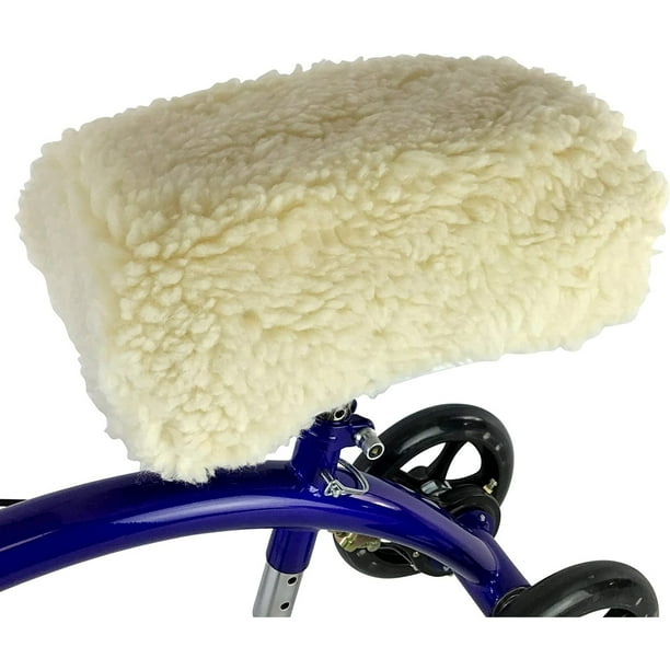 Andador de rodilla orientable, patinete de rodilla para adultos para cirugía de pie y cojín de lujo de piel de oveja sintética para patinete
