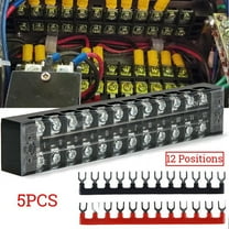 12Points Auto Marine Power Distribution Bus Bar Terminal Block Set 15A 600V