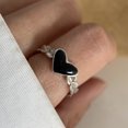 thumbnail image 1 of 925 anillos de plata esterlina para mujer pareja minimalista hecho a mano Simple Retro anillo de corazón negro joyería de fiesta regalo prevenir alergias, 1 of 2
