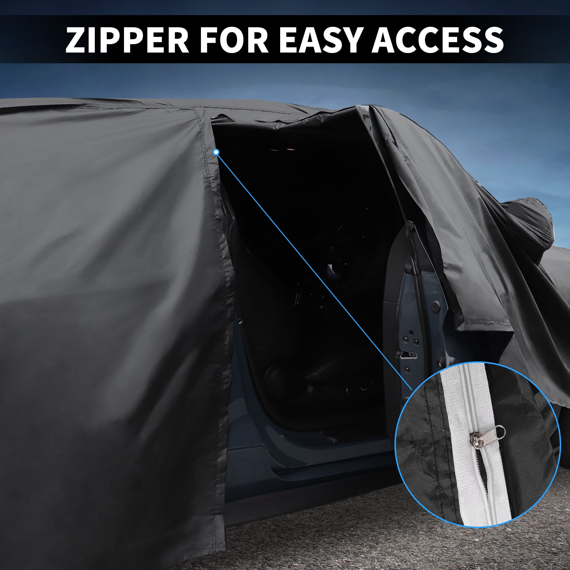 Unique Bargains Waterproof Protection with Right Zipper Car Cover for Toyota Noah Black