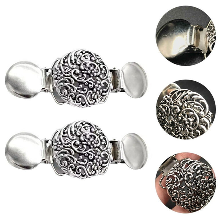 2Pcs Vintage Sweater Shawl Clips Cardigan Clips Clothing Decoration for  Female 