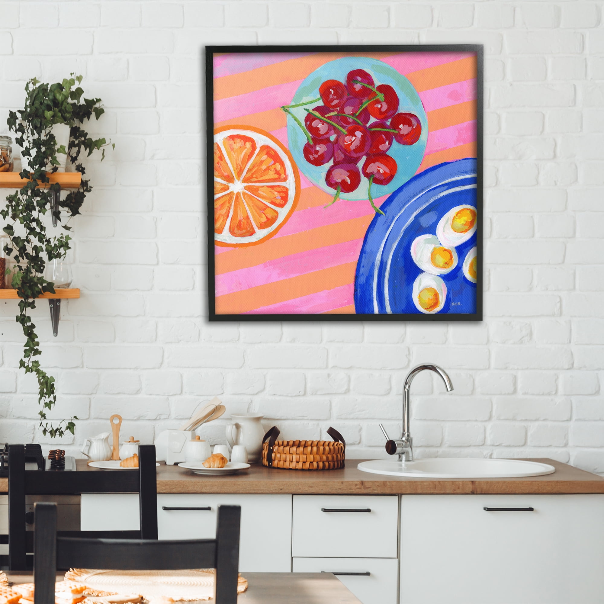Stupell Industries Summer Snacks Picnic Blanket Black Framed Giclee Art, design by Rachael Reese