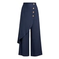 thumbnail image 4 of Wide Leg Pants Woman Plus Size Fashion Asymmetrical Wrap Button Wide Leg Pants with Pockets Trendy Womens Clothes, 4 of 6