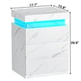 thumbnail image 3 of Afuhokles 3 Drawers LED Nightstands with Charging Station, Night Stands for Bedrooms with Sliding Top, White Marble, 3 of 9