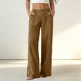 thumbnail image 2 of aohooy Wide Leg High Waist Pants Women Summer Casual Button Up Palazzo Work Pant Beach Vacation Comfort Trousers with Pockets Coffee,XXL, 2 of 8