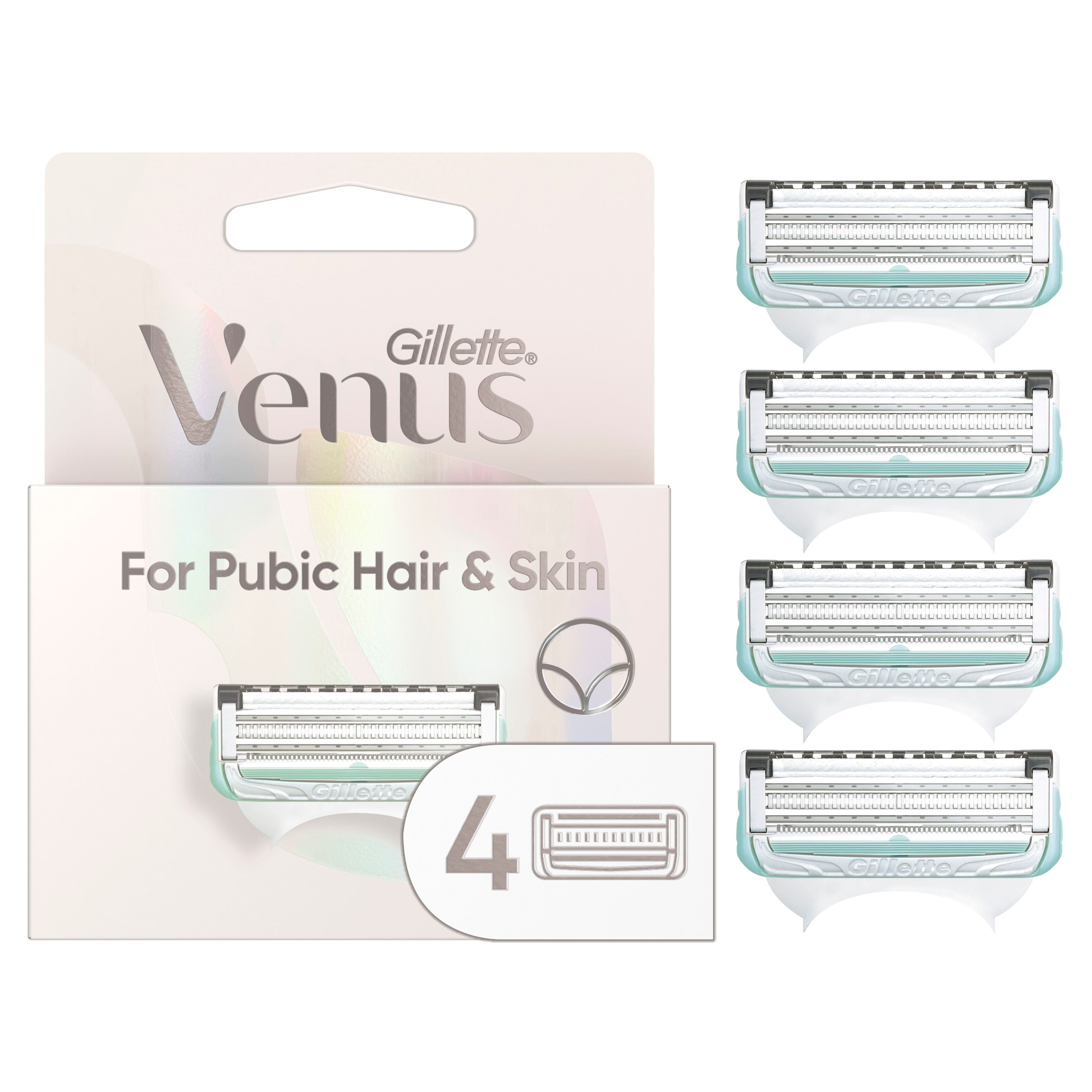Gillette Venus for Pubic Hair and Skin, Women's Razor Blades, 4 Refills, 4 Refills